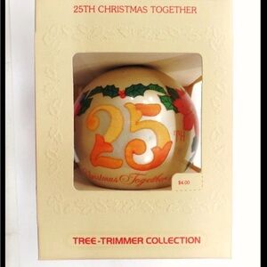 🌞Sale 3 for $15 Vintage Hallmark 1980 “ 25TH CHRISTMAS TOGETHER” glass ornament